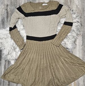 Brown, tan & black Sweater Dress by Calvin Klein